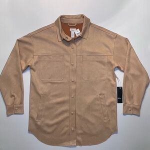 NWT West of Melrose Suede Shacket Jacket Tan Button Up Long Sleeve Women’s XS